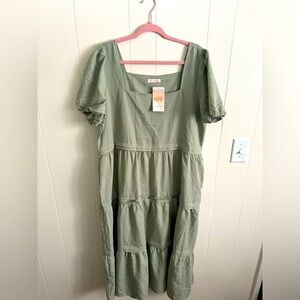 KIRUNDO Eucalyptus Puff Sleeve Dress- XL - NEW WITH tag